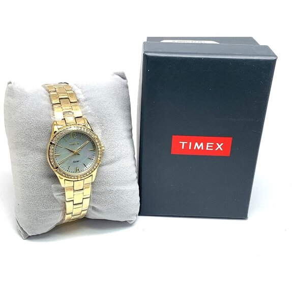 Timex Women's Watch TW2V39400 Solar Mother of Pearl Dial Gold Stainless Steel - Picture 3 of 14